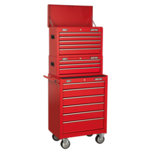 American PRO® Topchest, Mid-Box Tool Chest & Rollcab Stack 14 Drawer - Red