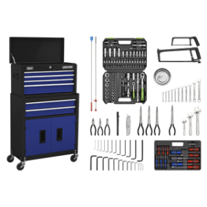 American PRO® Topchest & Rollcab Combination 6 Drawer with 170pc Tool Kit - Blue/Black